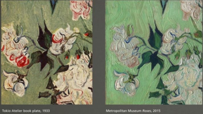 The fading of Van Gogh's roses over time.