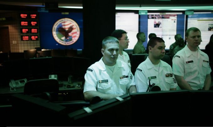 Employees inside the National Threat Operations Center at the National Security Agency.