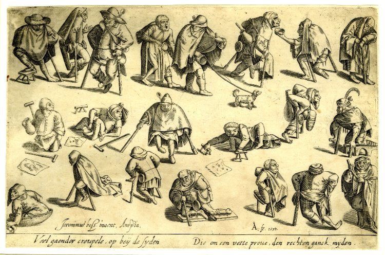 'Cripples,' engraving from 1599. Currently at Noordbrabants Museum in s-Hertogenbosch, The Netherlands.