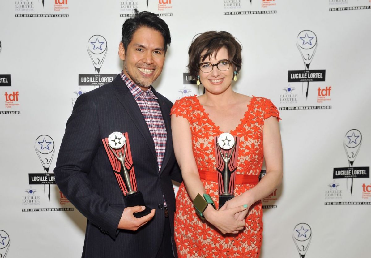 Clint Ramos, left, won for Outstanding Costume Design along with Paloma Young (Natasha, Pierre and the Great Comet of 1812), right.