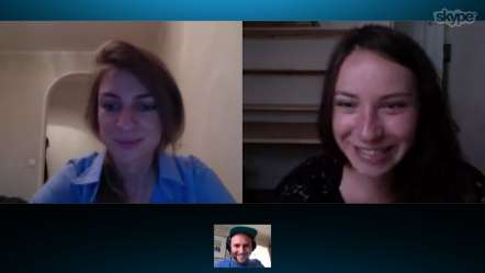 A screenshot of Anya, Julia, and Eric having a conversation on Skype