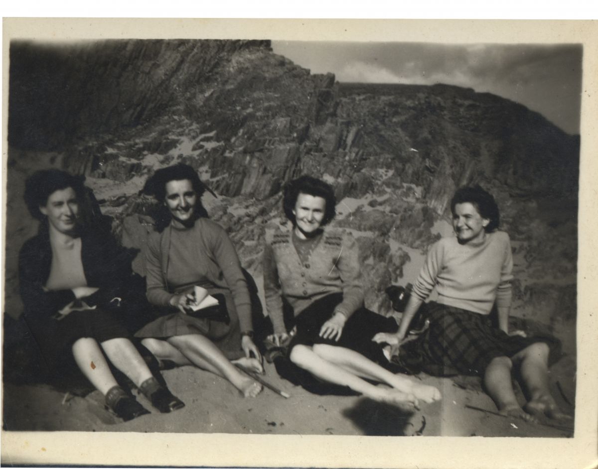 A young Emma (2nd from left) on a hostelling trip with friends.