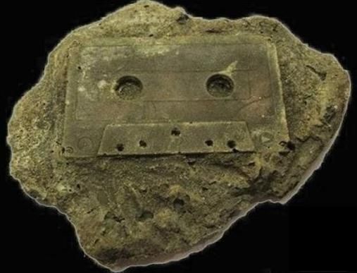 A tape cassette, or fossil.