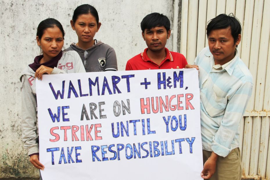 Cambodian laborers for Wal-mart and H&M on hunger strike.