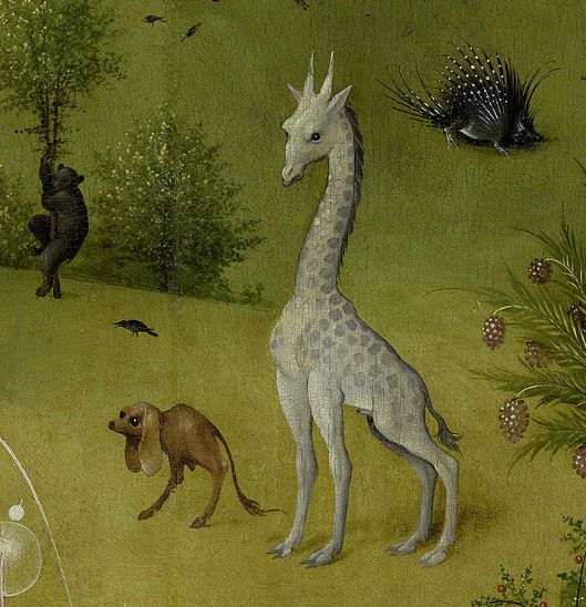 Detail of Bosch's unusual creatures, from the left panel of 'The Garden of Earthly Delights.'