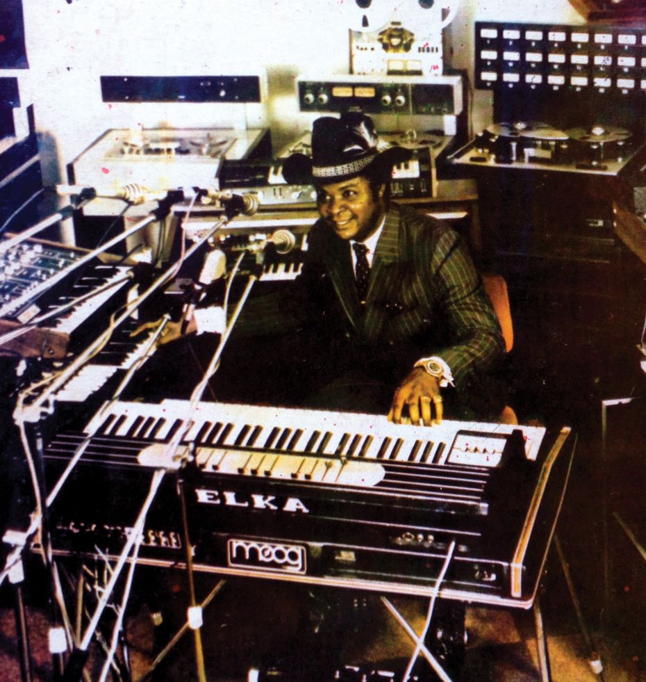 William Onyeabor with his synthesizers.